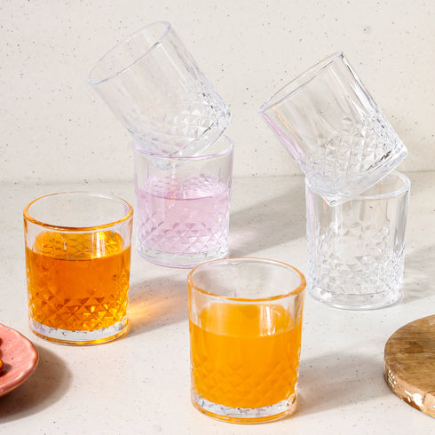 Hobnail Drinking Glasses Set of 6, 210 ML